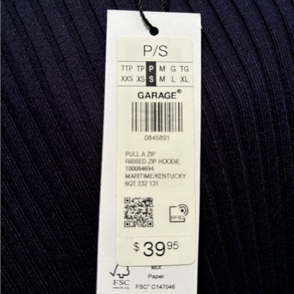 New garage zip up navy blue and light blue stripes on arms - Picture 2 of 2